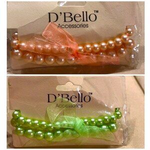 D'Bello Faux Pearl Beaded Necklace Coral Orange Green